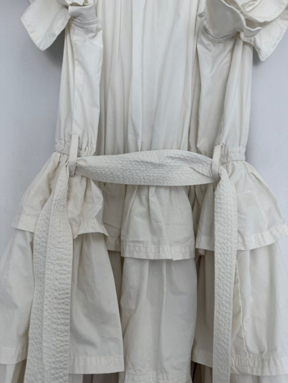 Ulla Johnson Lulua Dress Bone Ivory Cotton Ruffle Tiered Mini Dress Size 4 - Picture 9 of 10